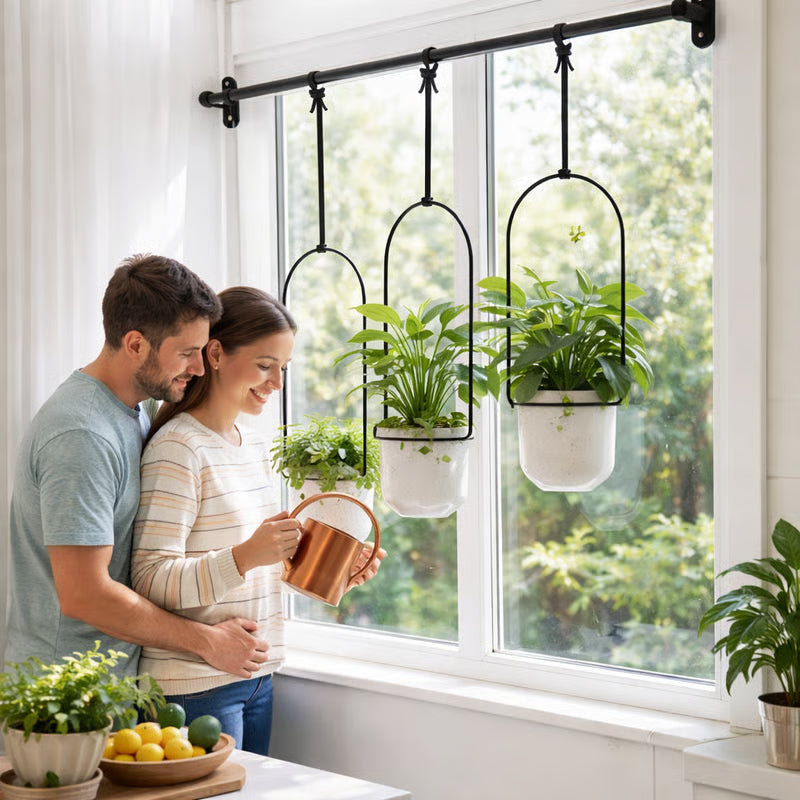 🌿 Extendable Hanging Wall Planter Basket 🪴 Creative Ceramic Flower Pot for Garden & Indoor Decor ✨