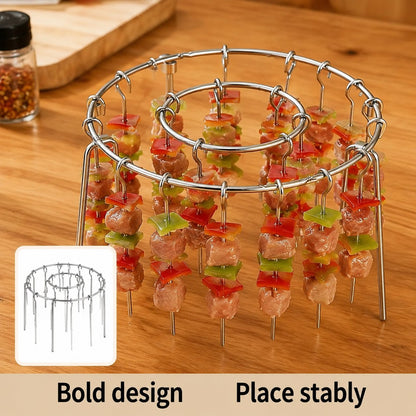 Air Fryer Grill Skewer Rack with 24 Vertical Stainless Steel Kabob Skewers