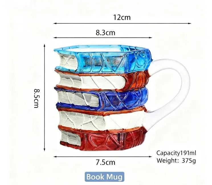 Unique Glass Craft Innovative 3D Painting Book Mug