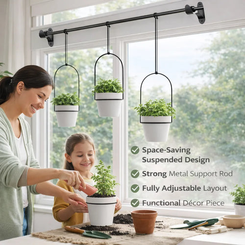 🌿 Extendable Hanging Wall Planter Basket 🪴 Creative Ceramic Flower Pot for Garden & Indoor Decor ✨
