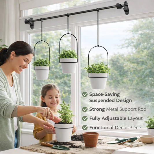 🌿 Extendable Hanging Wall Planter Basket 🪴 Creative Ceramic Flower Pot for Garden & Indoor Decor ✨