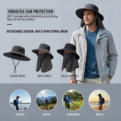 🌞Summer Fisherman's Hat Detachable Outdoor Sun-Protective Face Covering🏕️ (Adjustable & Lightweight Comfort & Unisex Fit)