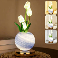Blue Planter + White Tulip