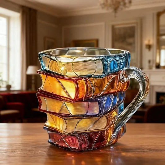 Unique Glass Craft Innovative 3D Painting Book Mug