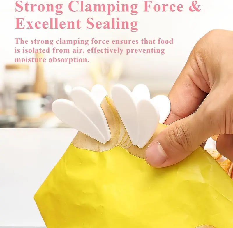 Fridge Magnetic Chip Clips (6 Bag Clips + 1 Magnetic Base) 🍒🌸 Cute Food Sealing Clips