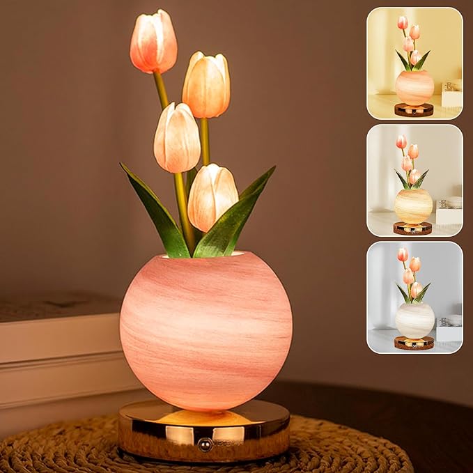 Tulip Planet LED Lamp Decorative Flower Light Touch Control Night Light Romantic Gift for Couple for Family
