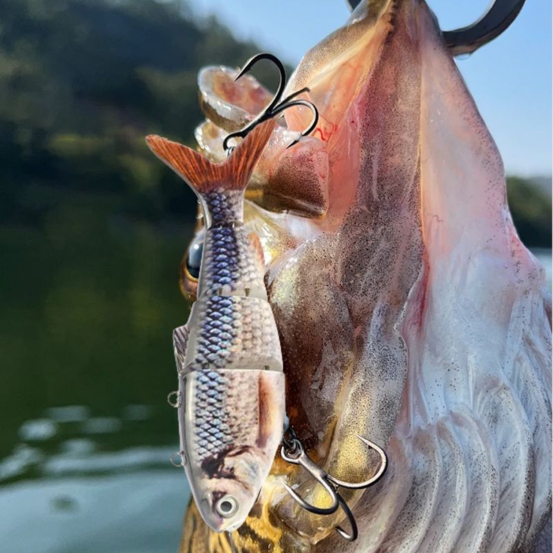 Multi-jointed robotic fishing lure with LED