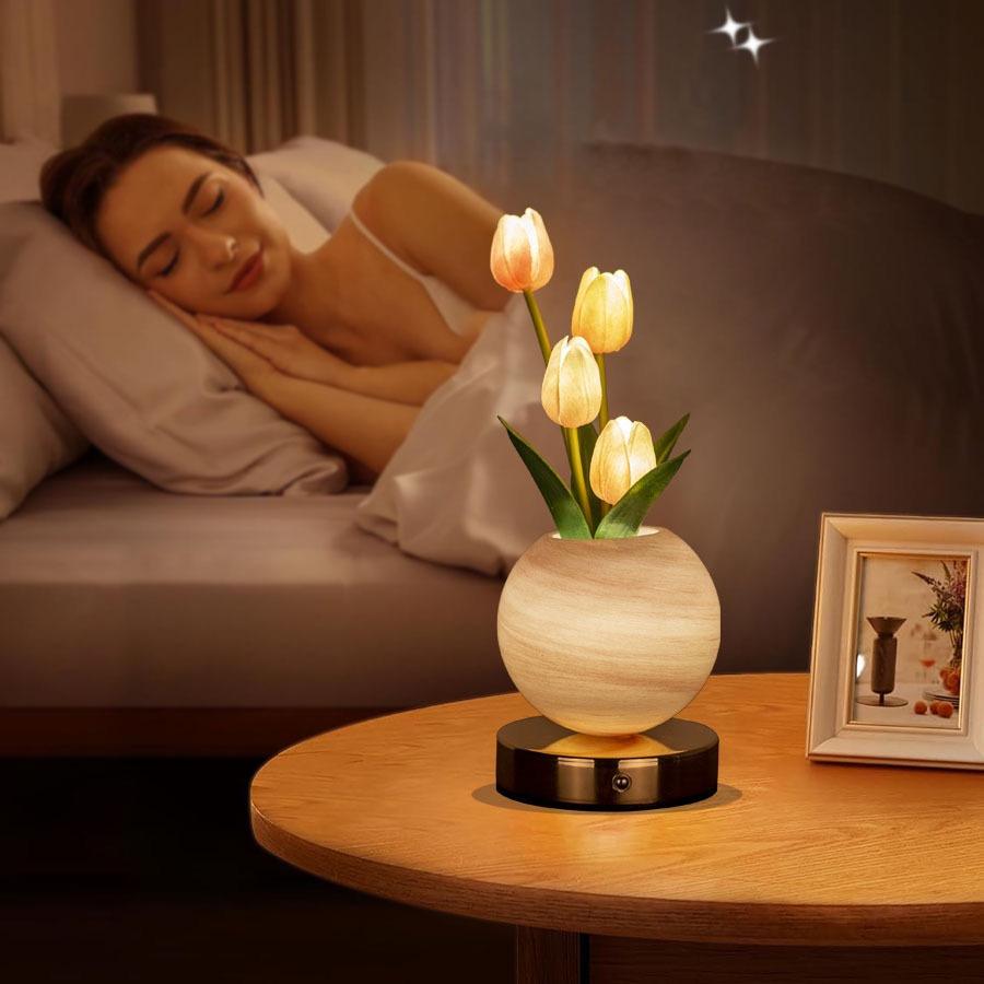 Tulip Planet LED Lamp Decorative Flower Light Touch Control Night Light Romantic Gift for Couple for Family