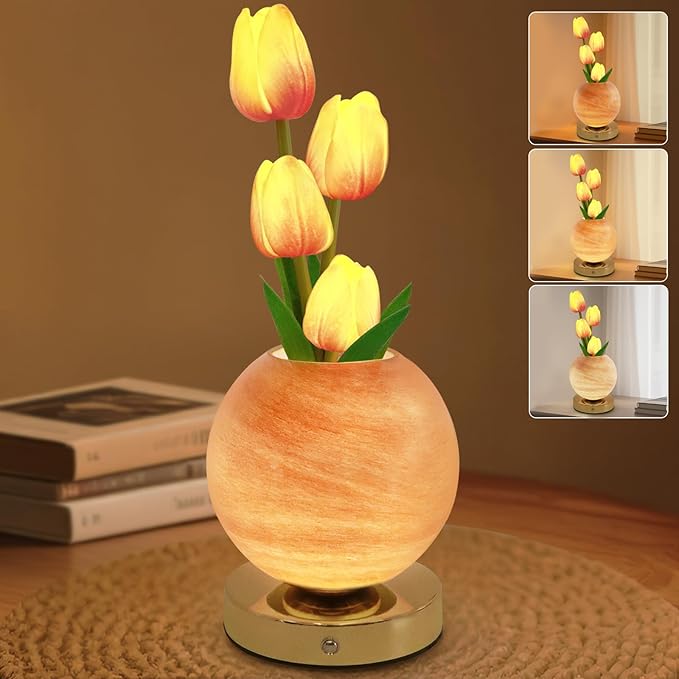 Tulip Planet LED Lamp Decorative Flower Light Touch Control Night Light Romantic Gift for Couple for Family