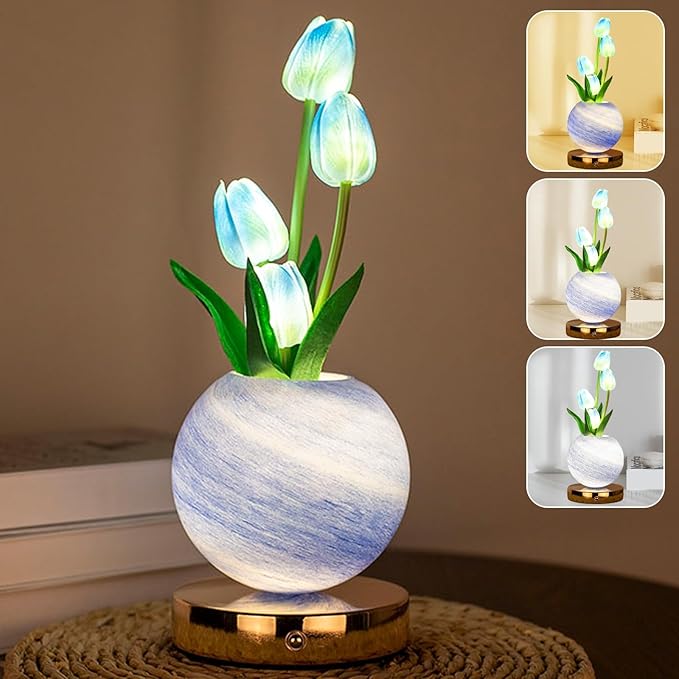 Tulip Planet LED Lamp Decorative Flower Light Touch Control Night Light Romantic Gift for Couple for Family